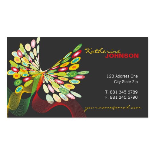 Digital Retro Modern Butterfly Fly Abstract Art Business Card (front side)