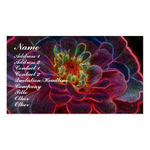 Digital Zinnia Flower Business Card (front side)