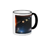 Digitally generated image of our solar system coffee mug