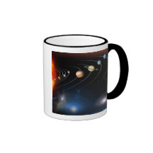 Digitally generated image of our solar system coffee mug