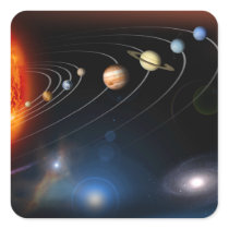 Digitally generated image of our solar system sticker