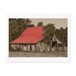 Dilapidated Red-Roofed Barn Postcard