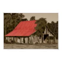 Dilapidated Red-Roofed Barn Print