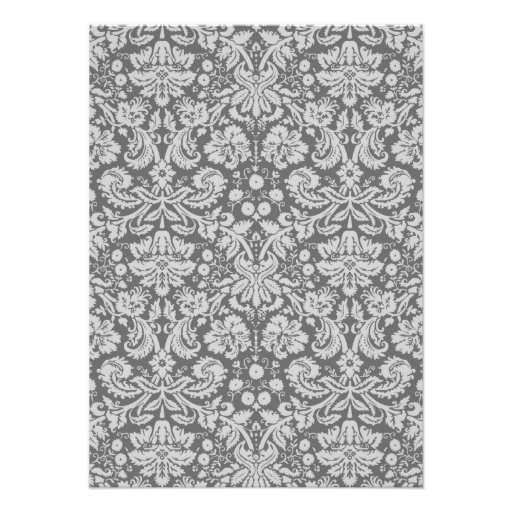 Dim Gray Damask; Retro Chalkboard Custom Invites