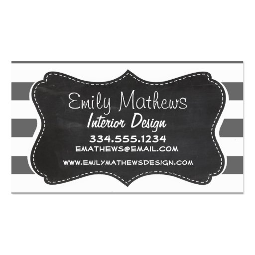 Dim Gray Horizontal Stripes; Vintage Chalkboard Business Card Template
