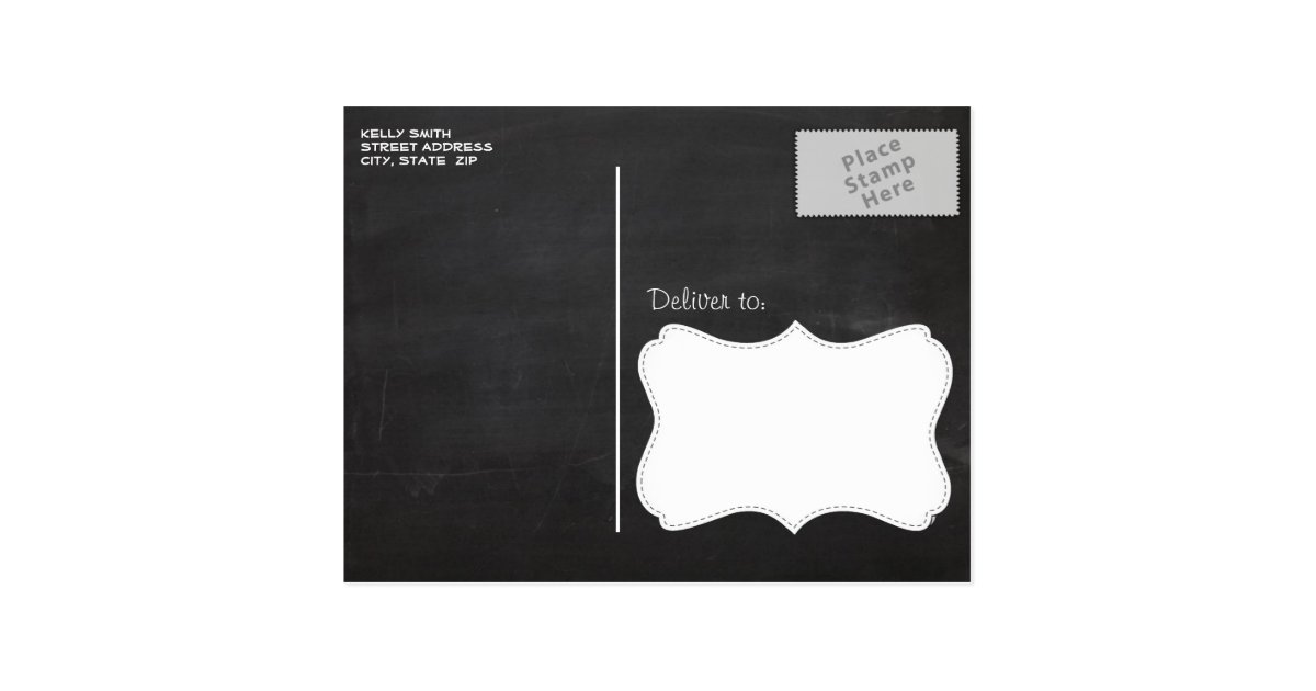 Dim Gray Quatrefoil; Chalkboard look Postcard Zazzle