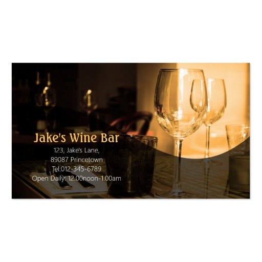 Diner Bar Business Card Wine Glass Table