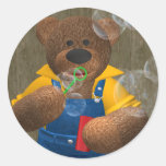 Dinky Bear: Blowing Bubbles Round Stickers