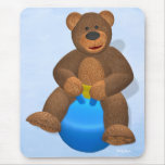 Dinky Bear on Hop Ball Mouse Pad