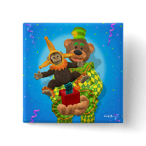 Dinky Bears Clown & Mr. Zippy in the Box Pinback Buttons