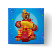 Dinky Bears Clown with Bandoneon Pinback Buttons