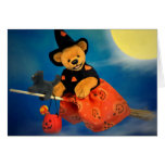 Dinky Bears Flying Witch Greeting Card