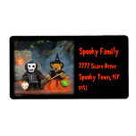 Dinky Bears Little Skeleton and Witch Personalized Shipping Label