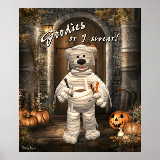 Dinky Bears Little Trick or Treat Mummy Print