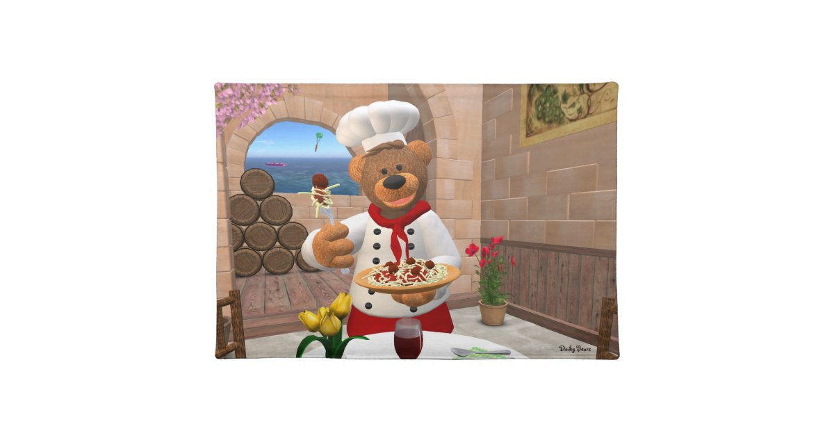 Dinky Bears Pasta Chef Cloth Placemat Zazzle