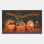 Dinky Bears Pumpkin Train Rectangular Stickers