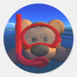 Dinky Bears: Snorkeler Round Sticker