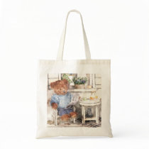 Dinky Bears Watercolor - Reading Bear Tote Bag