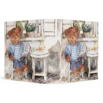 Dinky Bears Watercolor - Reading Bear 3 Ring Binders