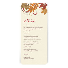 Dinner Menu Card | Autumn Falling Leaves Custom Invitation