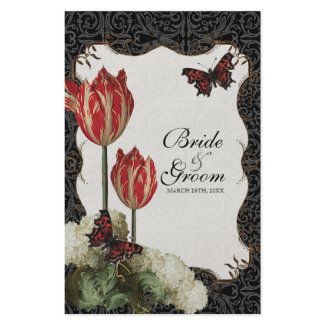 Dinner Menu Card - Black n Cream Red Tulip Damask flyer