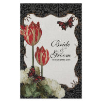 Dinner Menu Card - Black n Cream Red Tulip Damask Full Color Flyer