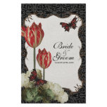 Dinner Menu Card - Black n Cream Red Tulip Damask Full Color Flyer