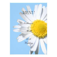 Dinner menu card, daisy flower personalized invitations