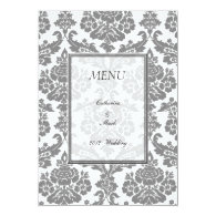 dinner menu card, damask custom announcements