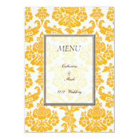 dinner menu card, damask custom invitation