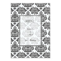 dinner menu card, damask personalized announcements