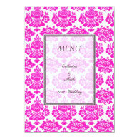 dinner menu card, damask invite