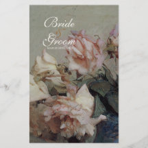 Dinner Menu Card - Impressionist Cream Pink Roses Flyers