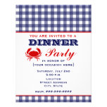 Dinner Party Blue Gingham & Crab Custom Invites