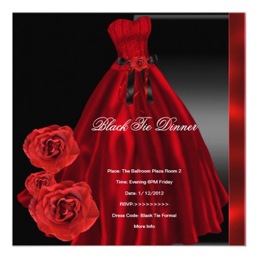 Dinner Party Formal Red Black Tie Corporate Invite