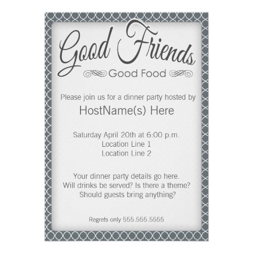 Dinner Party Invitations in Grey