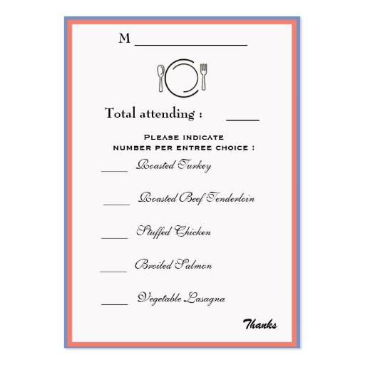 Wedding Menu Choice Template