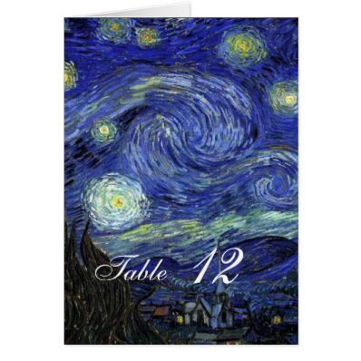 Dinner table card. Vincent van Gogh, Starry Night