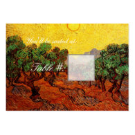 dinner table number card. Olive Trees Business Cards
