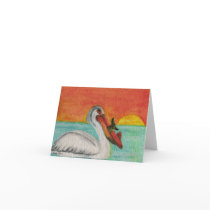 Dinner Time Pelican Bird Note Card