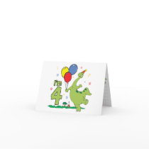 Dino 4th Birthday Invitation cards