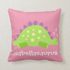 Dino Baby Girl Stegosaurus Throw Pillows