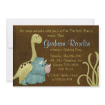 dino birthday party fun cute sweet brown green invitations