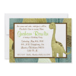 dino birthday party fun cute sweet brown green invitations