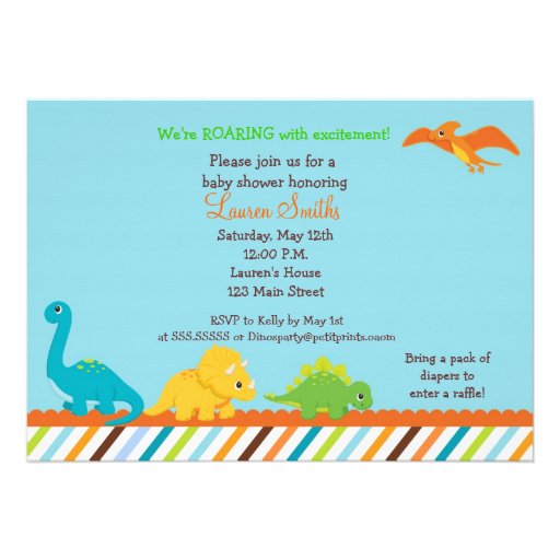 Dino Dinosaur Boys Baby Shower Invitation