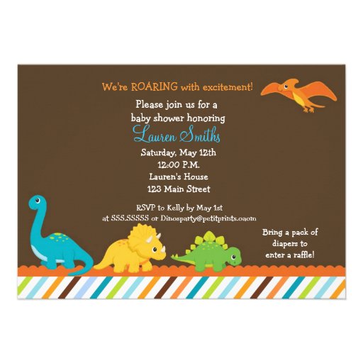 Dino Dinosaur Boys Baby Shower Invitation