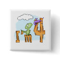 Dino Fun 4th Birthday button