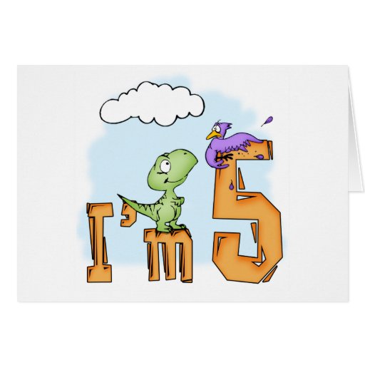Dino Fun 5th Birthday Invitation Greeting Cards