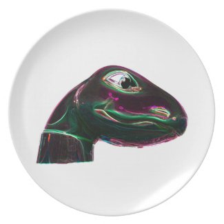 Dino Head Abstract Neon plate