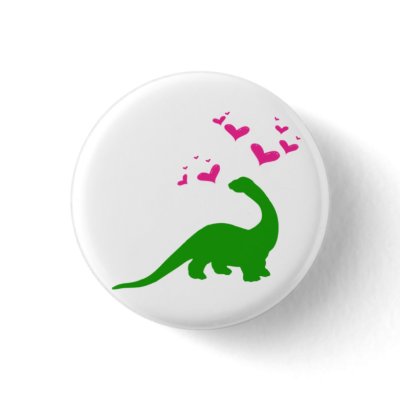 Dino Love Pinback Buttons by Paper_Airplane